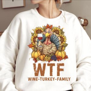 Wine Turkey Family Png, Autumn Svg, Christian Shirt Women, Thankful Grateful Blessed Svg, Thankful Svg, Thanksgiving Shi