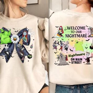 Halloween welcome to our Nightmare Christmas Bow Png, Horror Movies Png, Spooky Season Png, Preppy Coquette Png, Cartoo