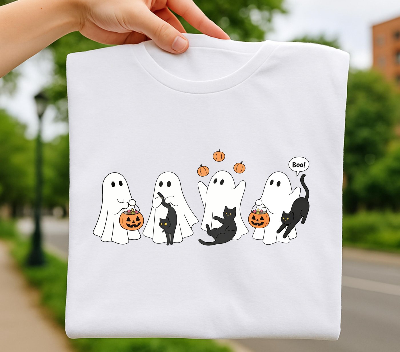 Spooky Boo and cats Png, red balloon Halloween png, Girly Halloween png, Spooky Season Png, Halloween tote bag design