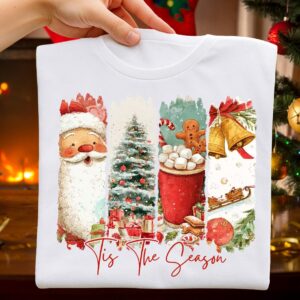Santa Tiss The Season Png, Cute Christmas PNG, Preppy Christmas Brushstroke Png, Holiday Movies Png, Merry Xmas Digital