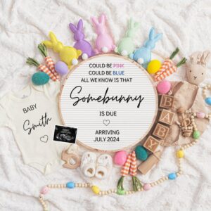 Easter Pregnancy Announcement Digital, Spring Baby Announcement, Boho Editable Template, Gender Neutral, Could be PInk o