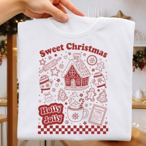 Sweet Christmas Holly Jolly Png, Cute Christmas PNG, Preppy Christmas Brushstroke Png, Holiday Movies Png, Merry Xmas Di