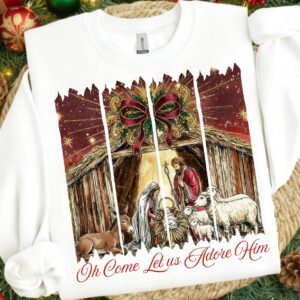 Oh Come Let Us Adore Him Png, Cute Christmas PNG, Preppy Christmas Brushstroke Png, Holiday Movies Png, Merry Xmas Digit