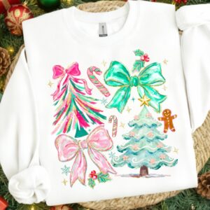Christmas Tree and Bow Brushstroke Png, Cute Christmas PNG, Preppy Christmas Brushstroke Png, Holiday Movies Png, Merry