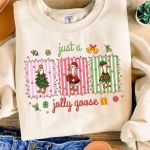 Just a jolly goose Png, Funny Christmas Goose PNG, Retro Holiday Humor Design, Sarcastic Xmas Shirt, Trendy Christmas Tr