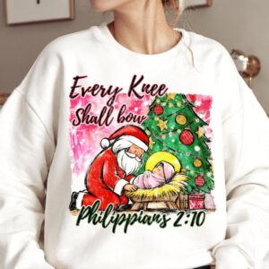 Christmas santa every knee shall bow Png, Cute Christmas PNG, Preppy Christmas Brushstroke Png, Holiday Movies Png, Merr