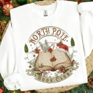 North pole book club Png, Cute Christmas PNG, Preppy Christmas Brushstroke Png, Holiday Movies Png, Merry Xmas Digital