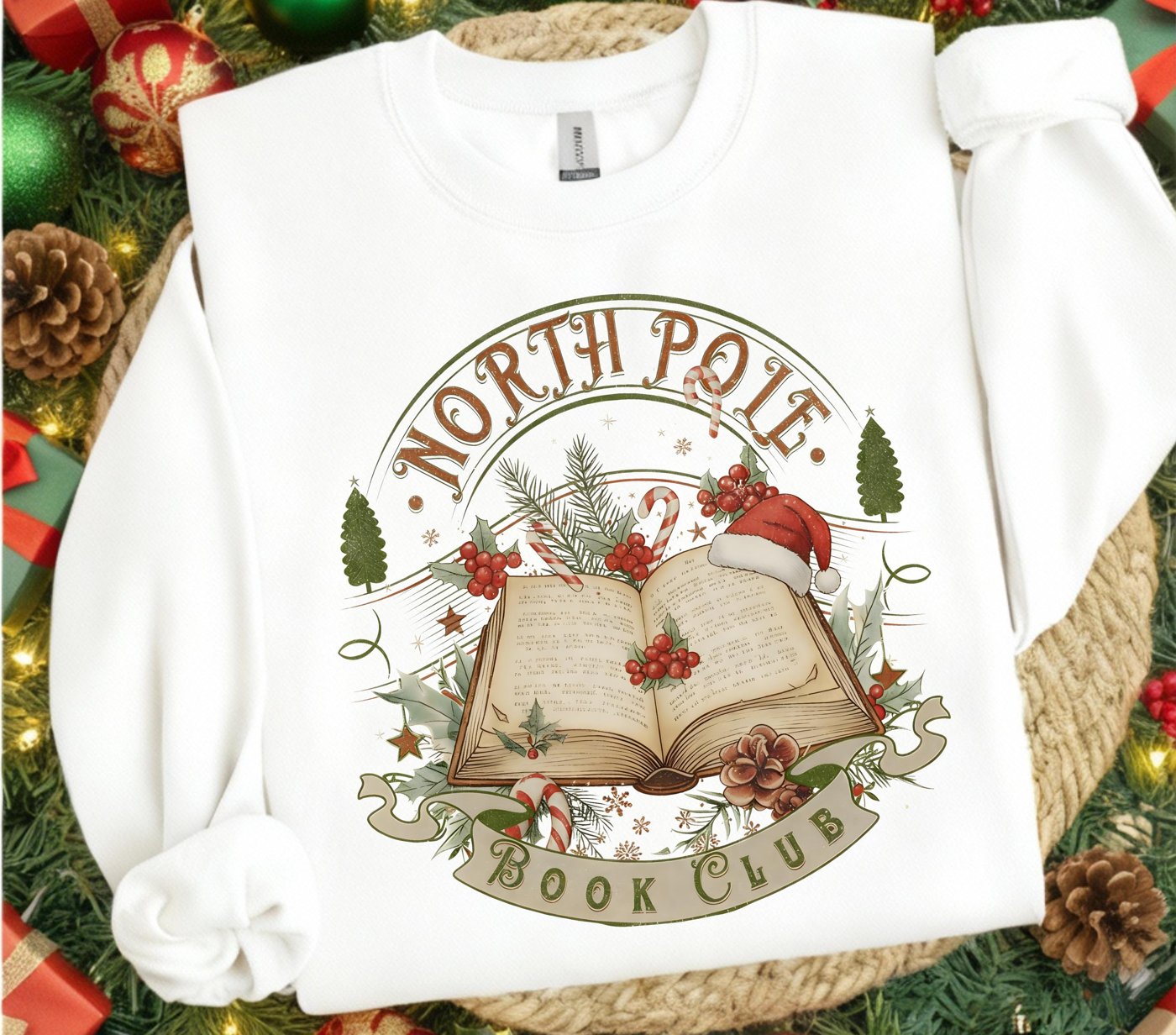 North pole book club Png, Cute Christmas PNG, Preppy Christmas Brushstroke Png, Holiday Movies Png, Merry Xmas Digital