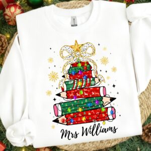 Christmas Pencil Tree Teacher Png, Teacher Christmas Shirt Design, Gift for Teacher, Merry Teacher Png, Teacher Coquette