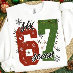 Funny Six Seven Meme Christmas Png, Viral Funny Saying 6 7 Png, Internet Joke Design, Sarcastic Xmas Shirt, Trendy Chris