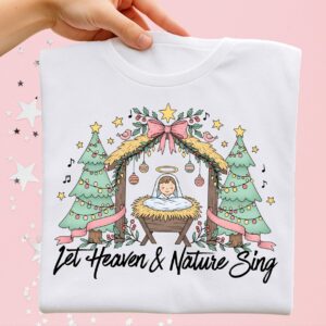 Let heaven and nature sing Png, Cute Christmas PNG, Preppy Christmas Brushstroke Png, Holiday Movies Png, Merry Xmas Dig