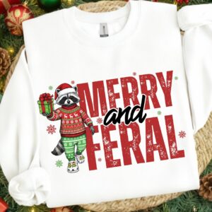 Merry and feral christmas Png, Cute Christmas PNG, Preppy Christmas Brushstroke Png, Holiday Movies Png, Merry Xmas Digi