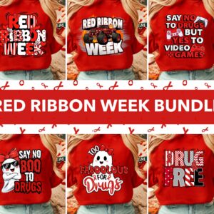 Red Ribbon Week Bundle PNG Cute Bow Say No to Drugs Digital Download Teacher Student School Shirt Anti Drug Awareness Su