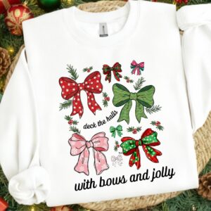 Christmas Deck the halls with bow and jolly Png, Cute Christmas PNG, Preppy Christmas Brushstroke Png, Holiday Movies Pn