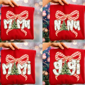 Coquette Merry Christmas Mama Bundle Png, Red Plaid Letters Png, Trendy Christmas mama Shirt Design, Coquette, Preppy C