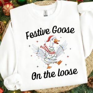Christmas Festive goose on the loose Png, Cute Christmas PNG, Preppy Christmas Brushstroke Png, Holiday Movies Png, Merr