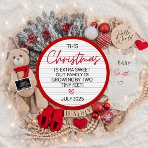 Christmas Pregnancy Announcement Digital Baby Announcement December Pregnancy Gender Neutral Social Media Reveal Templat