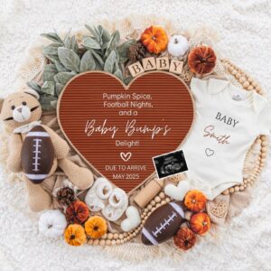 Football Fall Pregnancy Announcement Digital Baby Announcement Autumn Gender Neutral Gender Reveal Boy Social Media Reve
