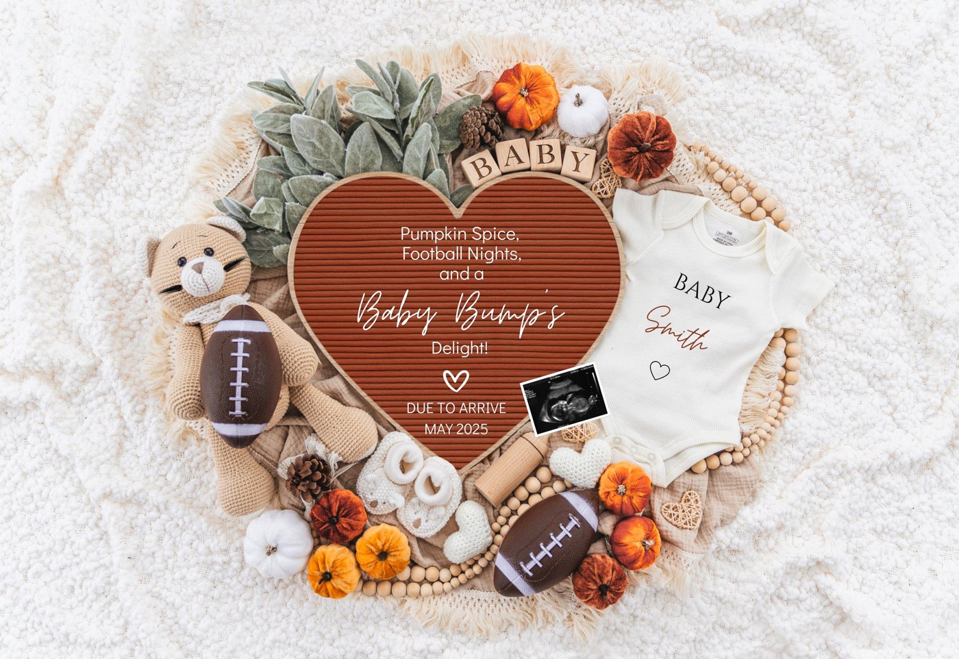 Football Fall Pregnancy Announcement Digital Baby Announcement Autumn Gender Neutral Gender Reveal Boy Social Media Reve
