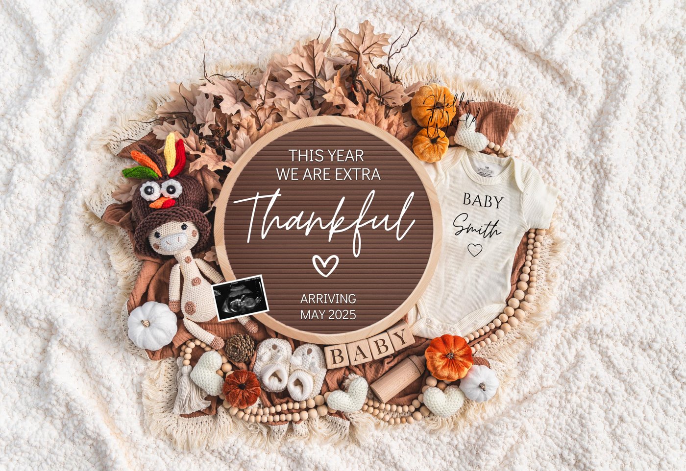 Thanksgiving Pregnancy Announcement Digital, Baby Announcement, Social Media Reveal / Giraffe / Digital pregnancy social