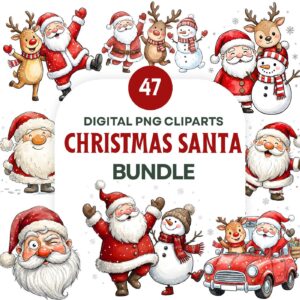 45+ Christmas Santa Clipart, Christmas Png, Santa Svg, Santa Claus Png, Christmas Svg, Xmas PNG, Santa Claus Clipart Bun