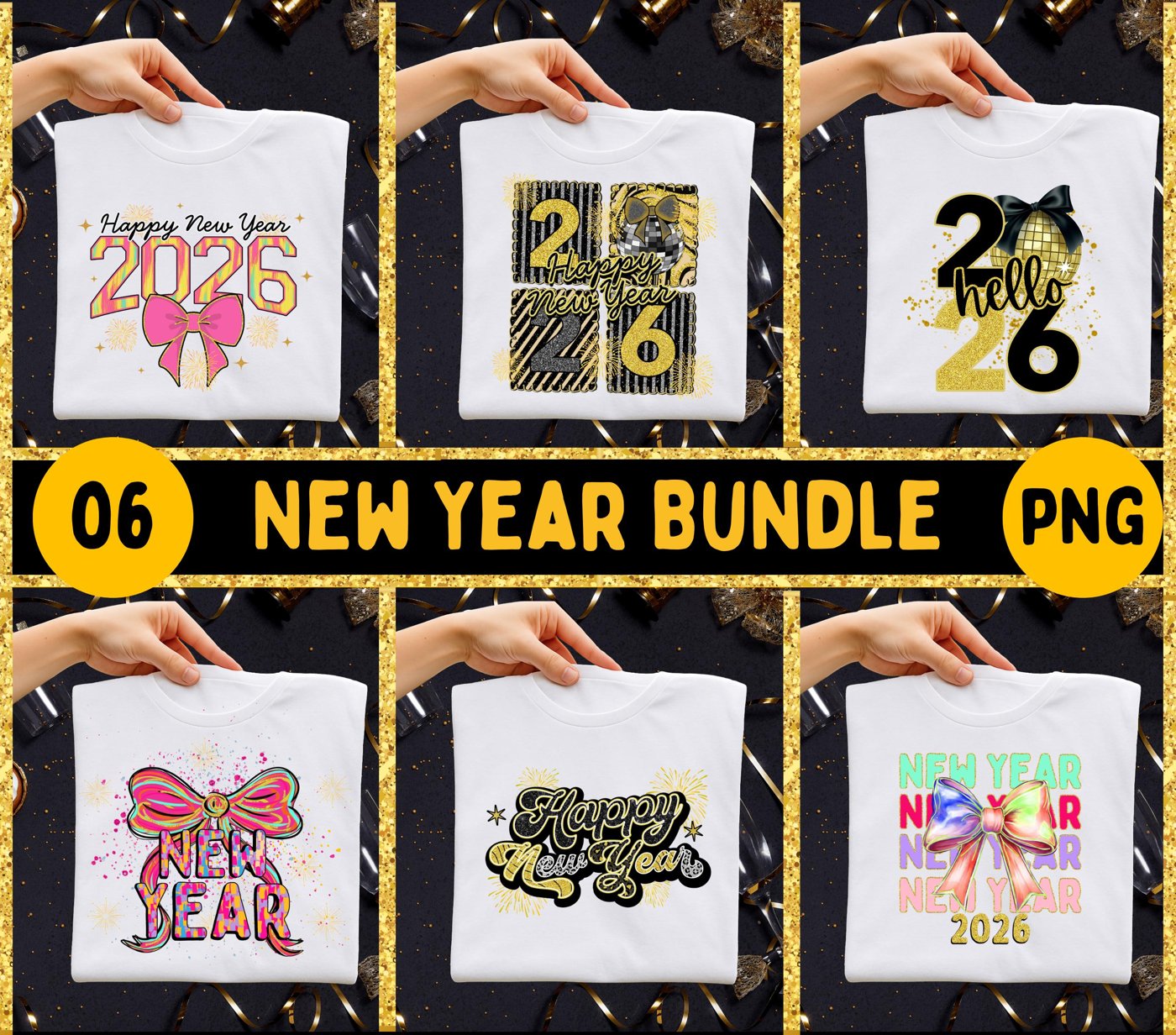 New year 2026 Png Bundle, New Year 2026 Png, Balloons Happy New Year Design, Hello 2026 Png, Preppy New Year Png