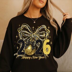 Happy new year Bow 2026 Png, New Year 2026 Png, Balloons Happy New Year Design, Hello 2026 Png, Preppy New Year Png