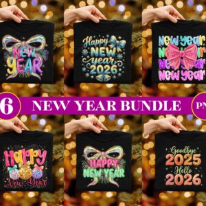 Happy new year 2026 Png Bundle, New Year 2026 Png, Balloons Happy New Year Design, Hello 2026 Png, Preppy New Year Png
