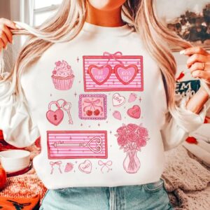 Preppy XOXO Valentine PNG, Pink Red Heart Coquette Design, Valentines day png, Retro Girly Valentine Shirt Png, Trendy v