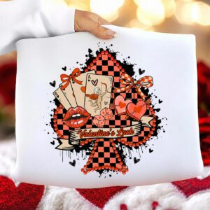 Valentines Luck PNG, Pink Red Heart Coquette Design, Valentines day png, Retro Girly Valentine Shirt Png, Trendy valenti