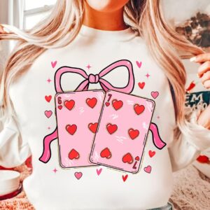 Valentine 67 playing cards PNG, Pink Red Heart Coquette Design, Valentines day png, Retro Girly Valentine Shirt Png, Tre