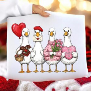 Valentine Goose PNG, Pink Coquette Valentine Goose Shirt Design, Valentines day png, Retro Girly Valentine Shirt Png, Tr