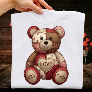 Valentine teddy bear PNG, Pink Red Heart Coquette Design, Valentines day png, Retro Girly Valentine Shirt Png, Trendy va