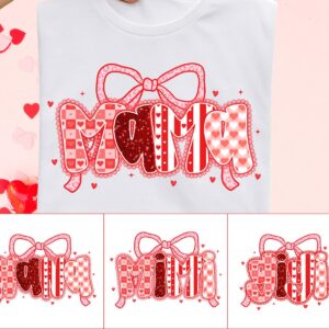 Mama Valentine PNG, Pink Red Heart Coquette Design, Valentines day png, Retro Girly Valentine Shirt Png, Trendy valentin