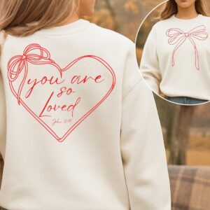 Valentine you're so loved PNG, Pink Red Heart Coquette Design, Valentines day png, Retro Girly Valentine Shirt Png, Tren