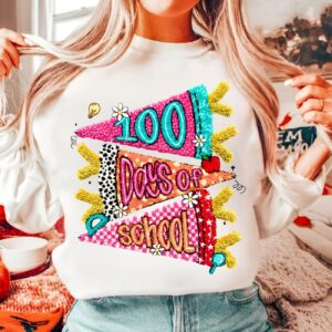 Preppy 100 Days of School Faux Yarn Crochet PNG, Latch Hook Yarn happy 100 days png, 100 school days, Teacher 100 Days P