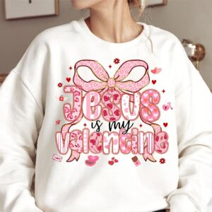 Valentine jesus is my valentine PNG, Pink Red Heart Coquette Design, Valentines day png, Retro Girly Valentine Shirt Png