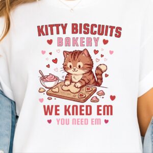 Valentine Kitty biscuits bakery PNG, Pink Red Heart Coquette Design, Valentines day png, Retro Girly Valentine Shirt Png