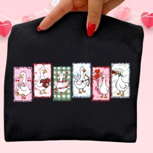 Valentine Goose PNG, Pink Red Heart Coquette Design, Valentines day png, Retro Girly Valentine Shirt Png, Trendy valenti