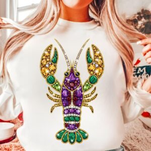 Preppy Rhinestone crawfish Mardi Gras Png, Mardi Gras PNG, Fleur De Lis coquette Png, Brushstroke Mardi Gras Png, Mardi