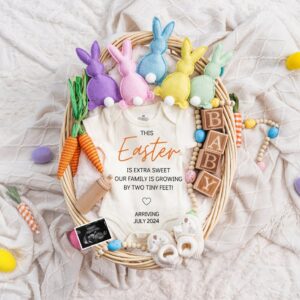 Easter Pregnancy Announcement Digital, Spring Baby Announcement, Gender Neutral Template, April Boho Reveal, Easter is E