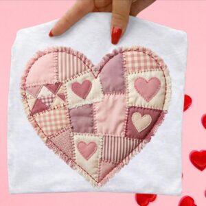Valentine Heart Patchwork PNG, Pink Red Heart Coquette Design, Valentines day png, Retro Girly Valentine Shirt Png, Tren