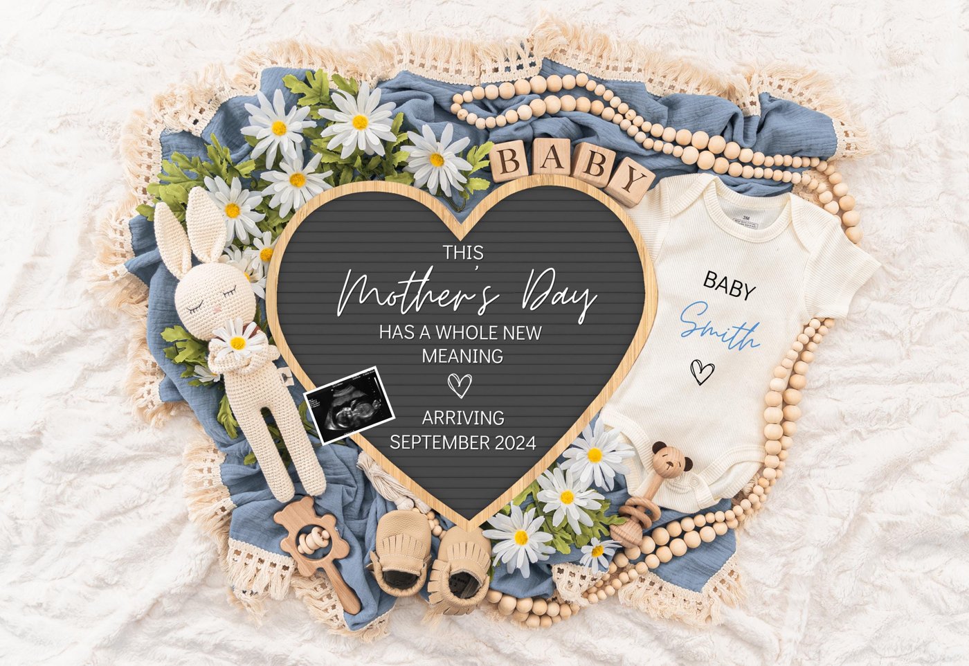 Mother's day Digital Pregnancy Announcement, Gender Neutral Editable Template, Floral Baby Announcement, Personalized ba