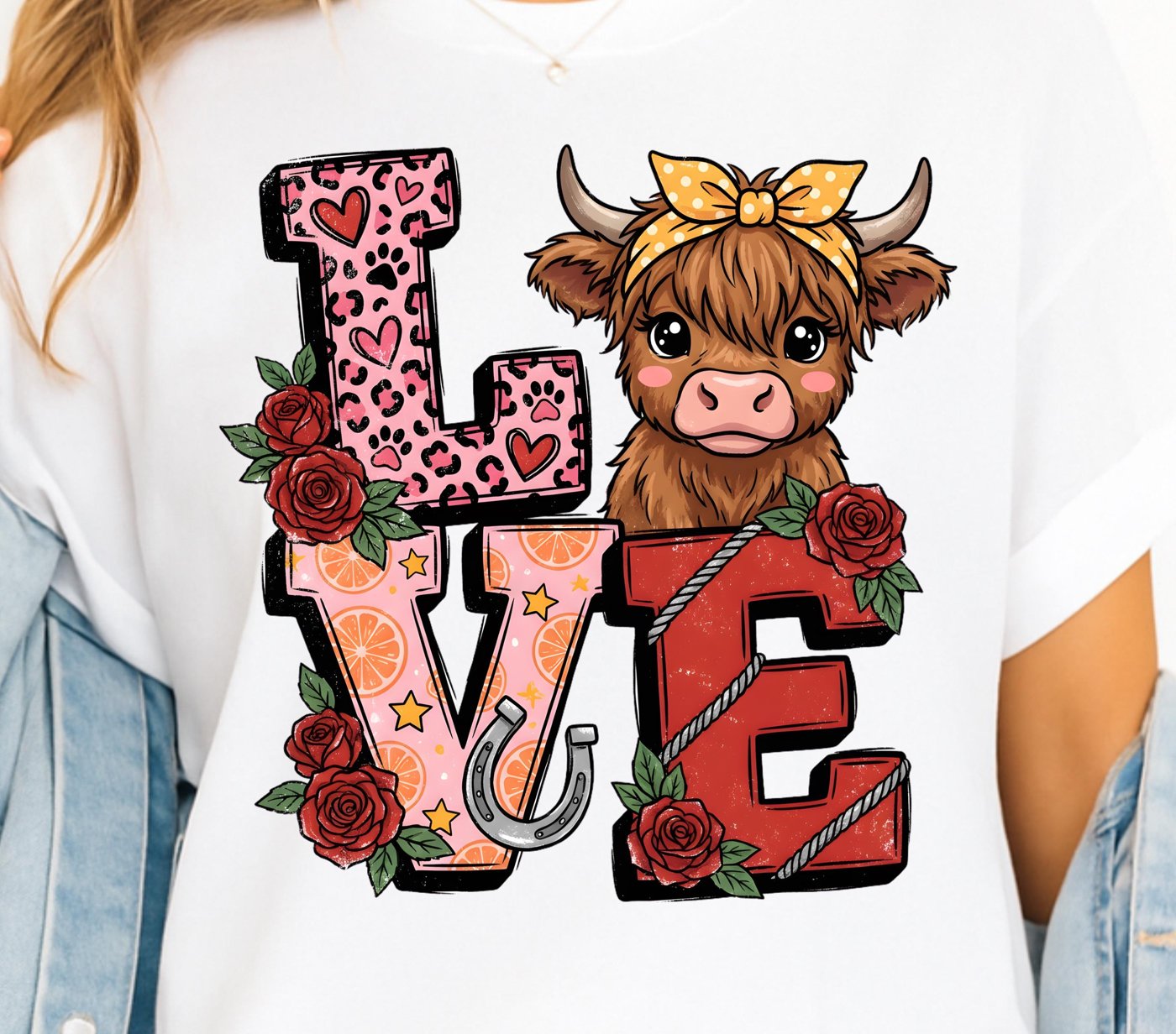 Highland cow Valentines PNG, Pink Red Heart Coquette Design, Valentines day png, Retro Girly Valentine Shirt Png, Trendy