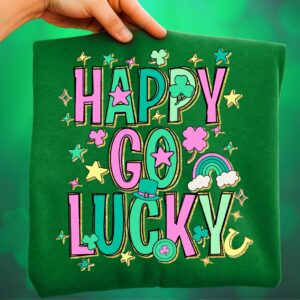 Happy go lucky PNG, St Patrick’s Day PNG, Saint Paddy Retro Badge PNG, Irish Pub Hand Drawn png, Funny Irish Shirt Desig