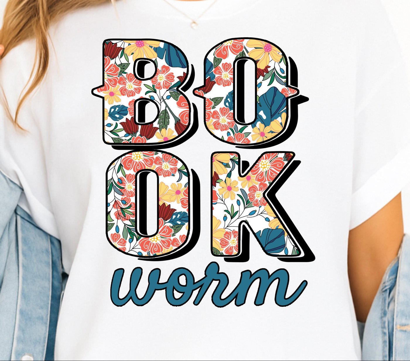 Book Worm Book Lovers Design | , Apparel, and Home Decor, Vintage Floral Bookshelf PNG for DIY Projects