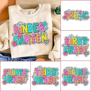 Back to School Bundle, Bright Dalmatian Dots Png, Kindergarten, Pre K PNG, Retro PNG, First/ Second/ Third Grade, First