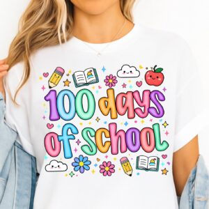 100 Days of School Png, Student Png, Little miss 100 Days Smarter, 100 Days Smarter png, Preppy School Teacher Png Digit