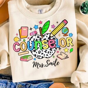 Custom School Counselor Png, Counselor Bright Doodle Dots Png, Back To School, Teacher Gift, Teach Love Inspire , Schoo