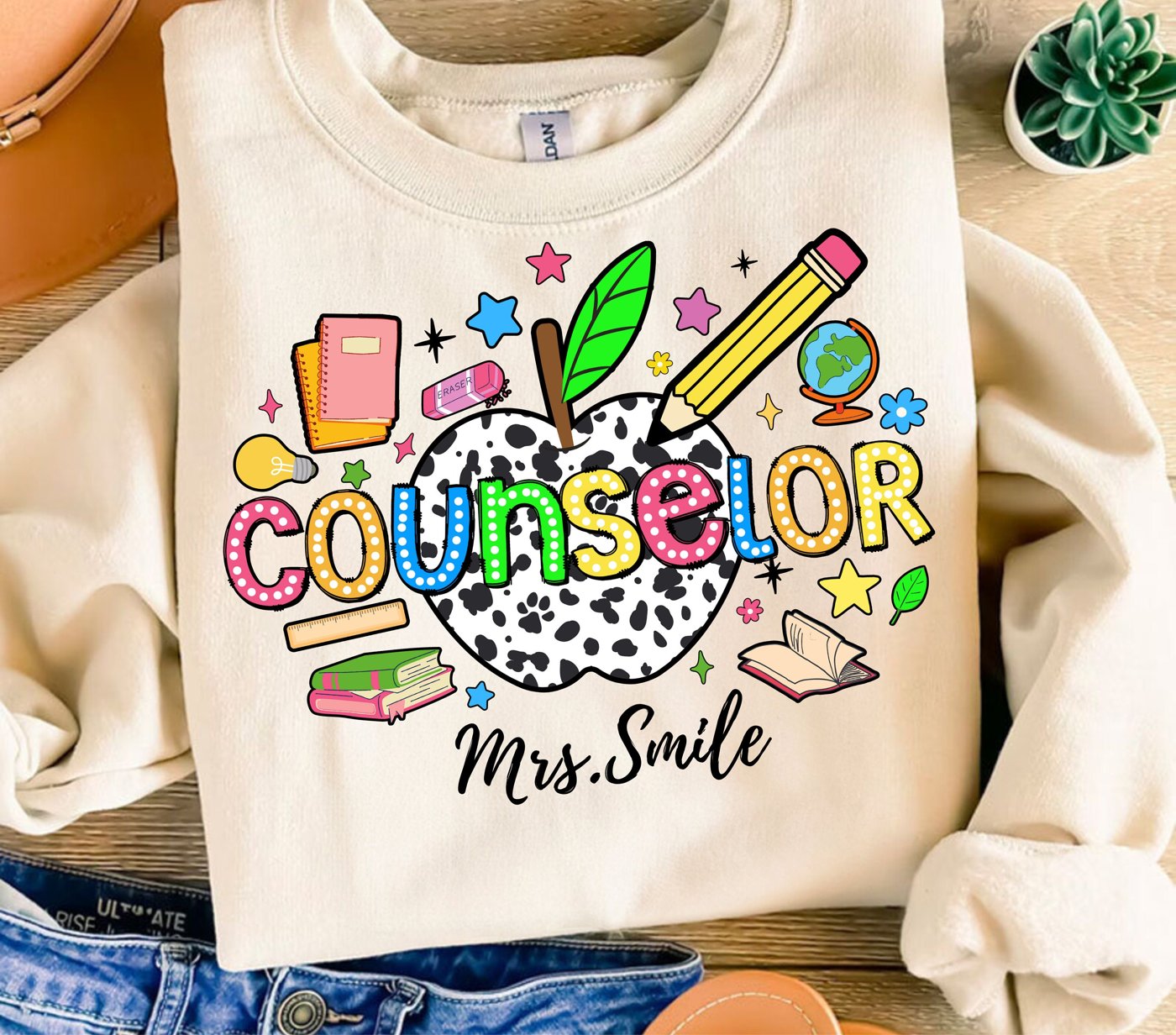 Custom School Counselor Png, Counselor Bright Doodle Dots Png, Back To School, Teacher Gift, Teach Love Inspire , Schoo